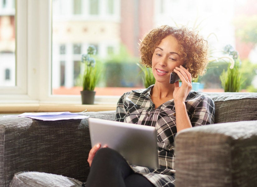 lady paying bill on phone