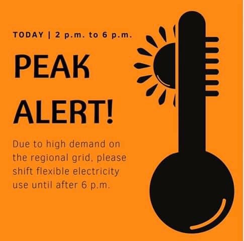 Thermostat with words peak alert